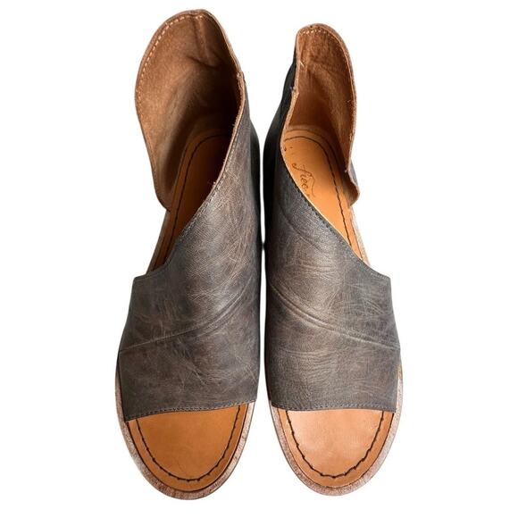 Free People Mont Blanc Gray Leather SlipOn D’Orsay Sandal Sz 8.5 39 Boho Chic EC - Picture 11 of 16